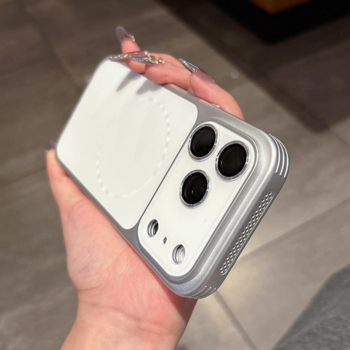 For iPhone 16 Cooling Magnetic PC Hybrid TPU Frosted Phone Case - White - EDA009838007F