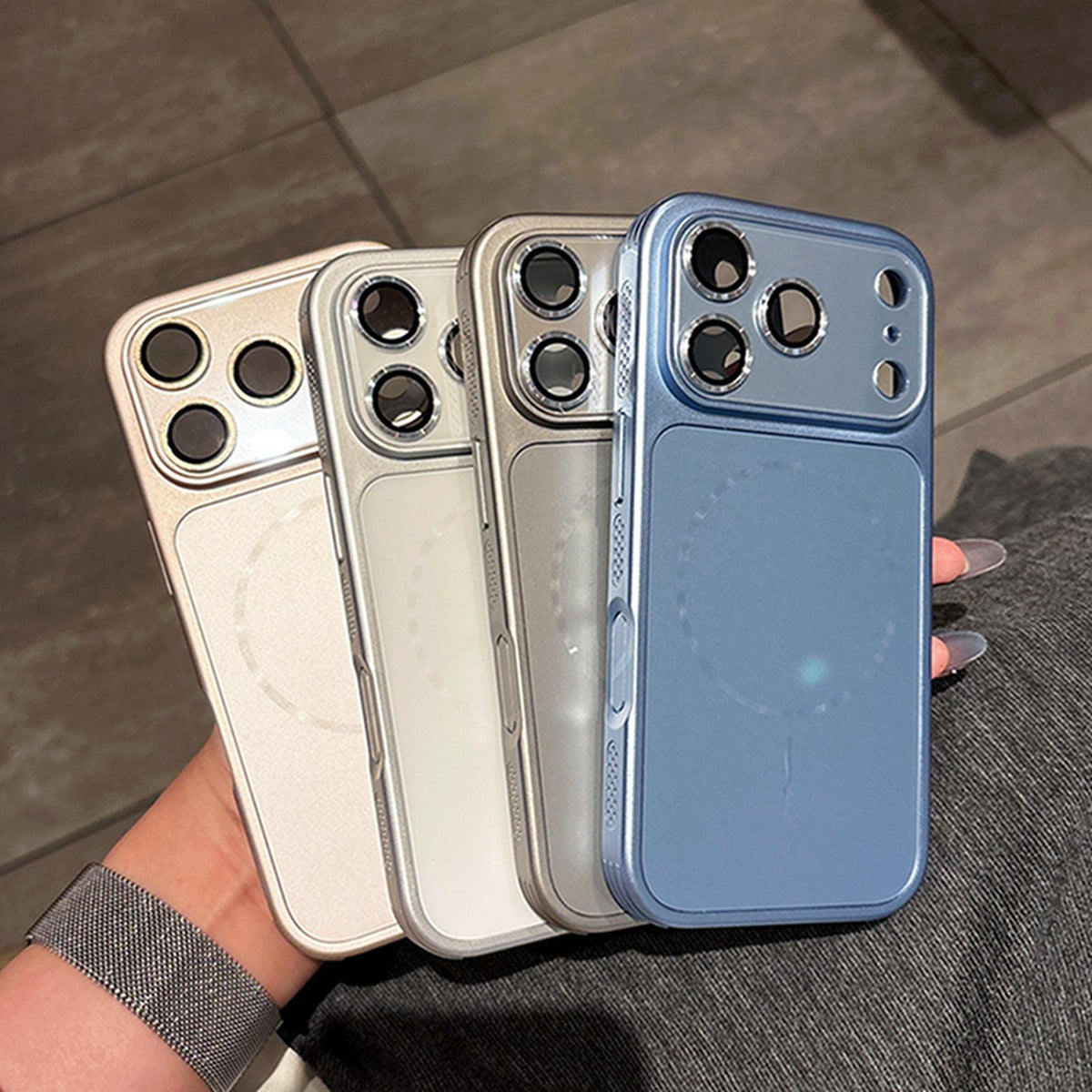 For iPhone 16 Cooling Magnetic PC Hybrid TPU Frosted Phone Case - Dark Blue - EDA009838007A