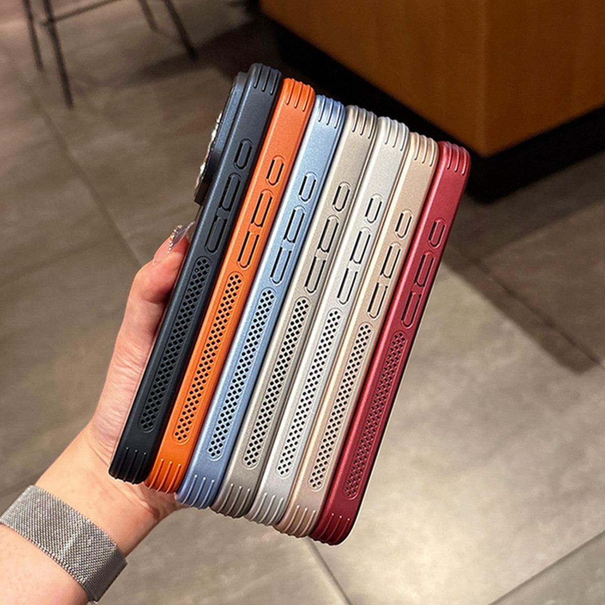 For iPhone 16 Cooling Magnetic PC Hybrid TPU Frosted Phone Case - Dark Blue - EDA009838007A