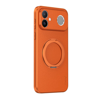 For Redmi K90 Ultra 5G Goatskin Vegan Leather Magnetic Phone Case With 360 Degree Rotating Holder(Orange)