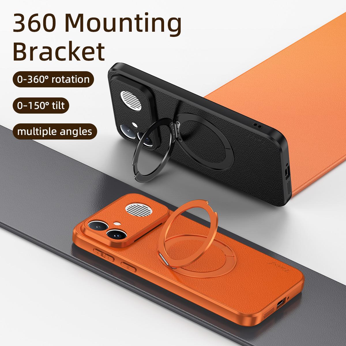 For Redmi K90 Ultra 5G Goatskin Vegan Leather Magnetic Phone Case With 360 Degree Rotating Holder(Orange)