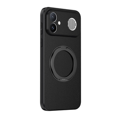 For Redmi K90 Ultra 5G Goatskin Vegan Leather Magnetic Phone Case With 360 Degree Rotating Holder(Black)