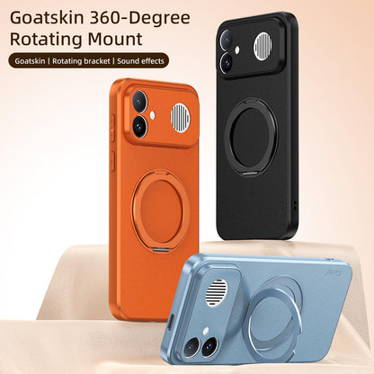 For Redmi K90 Ultra 5G Goatskin Vegan Leather Magnetic Phone Case With 360 Degree Rotating Holder(Blue)