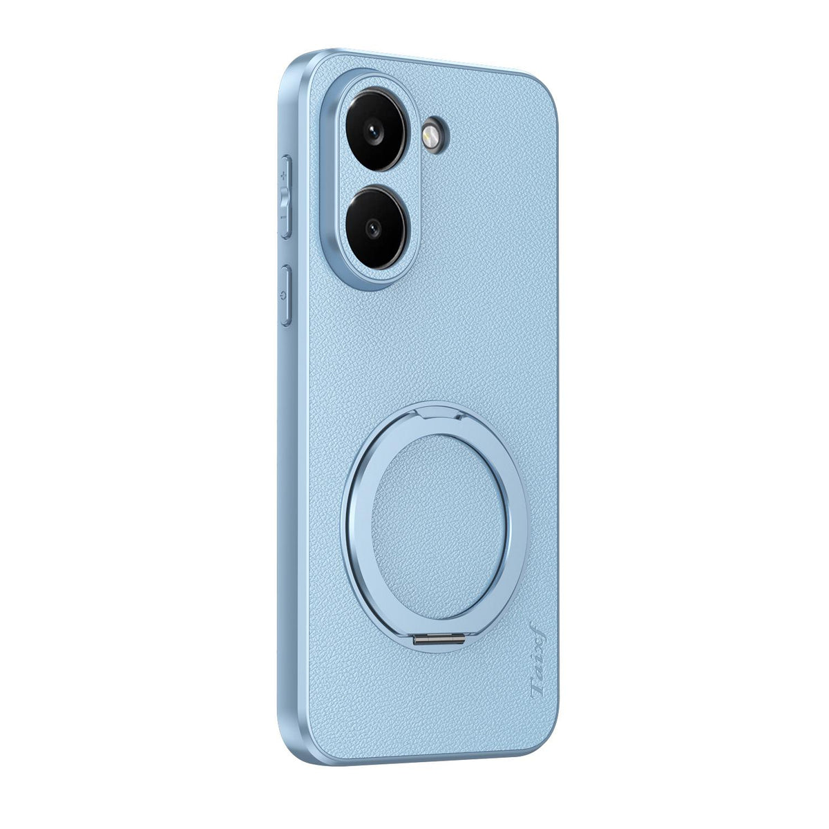 For Redmi Turbo 5 5G Goatskin Vegan Leather Magnetic Phone Case With 360 Degree Rotating Holder - Blue - EDA009839304C