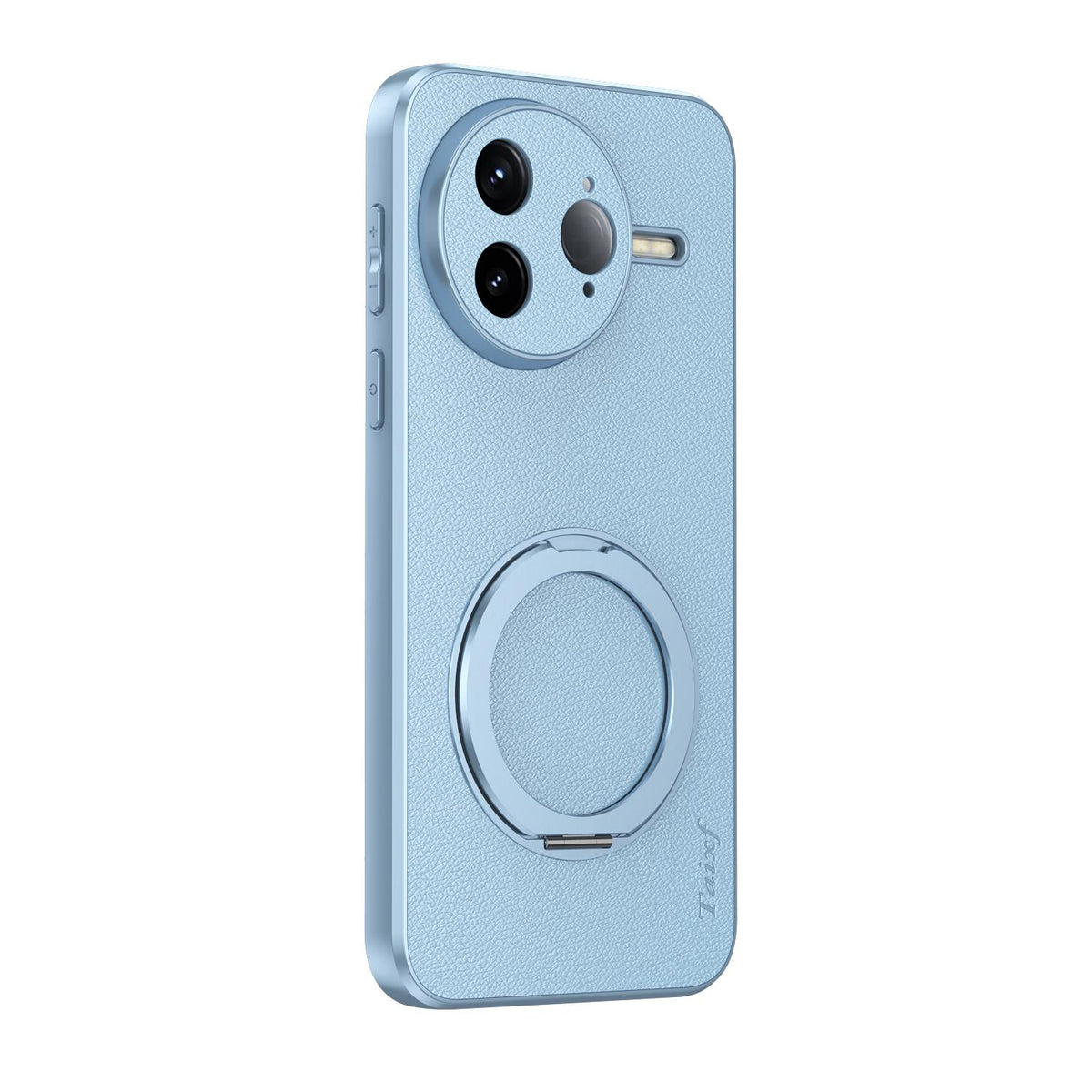 For Redmi K80 Pro Goatskin Vegan Leather Magnetic Phone Case With 360 Degree Rotating Holder - Blue - EDA009839308C