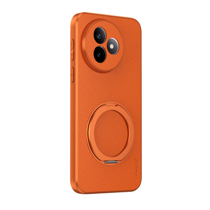 For Redmi K80 Ultra Goatskin Vegan Leather Magnetic Phone Case With 360 Degree Rotating Holder - Orange - EDA009839309A