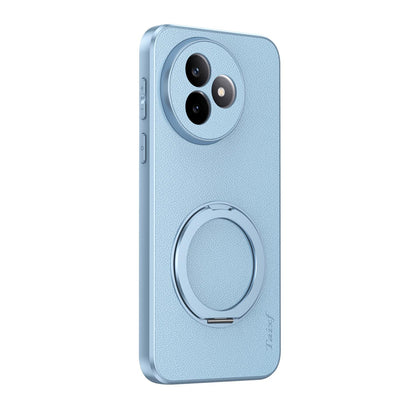 For Redmi K80 Ultra Goatskin Vegan Leather Magnetic Phone Case With 360 Degree Rotating Holder - Blue - EDA009839309C