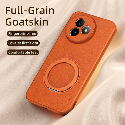 For Redmi K80 Ultra Goatskin Vegan Leather Magnetic Phone Case With 360 Degree Rotating Holder - Blue - EDA009839309C