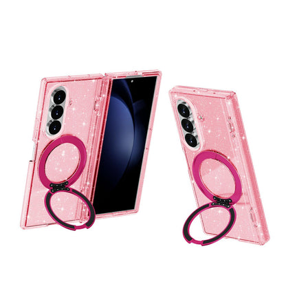 For Galaxy Z Fold8 Ultra 5G Terminator Style Glitter Powder Magnetic Holder Phone Case - Pink - EDA009842302B