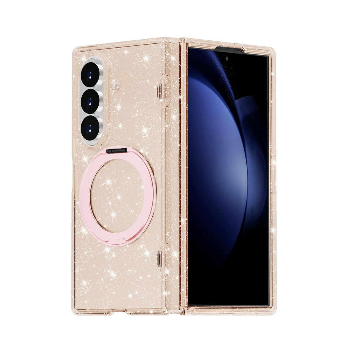 For Galaxy Z Fold8 Ultra 5G Terminator Style Glitter Powder Magnetic Holder Phone Case - Gold - EDA009842302C