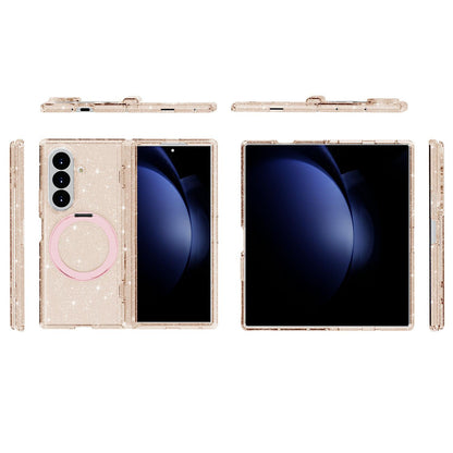 For Galaxy Z Fold8 Ultra 5G Terminator Style Glitter Powder Magnetic Holder Phone Case - Gold - EDA009842302C