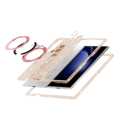 For Galaxy Z Fold8 Ultra 5G Terminator Style Glitter Powder Magnetic Holder Phone Case - Gold - EDA009842302C