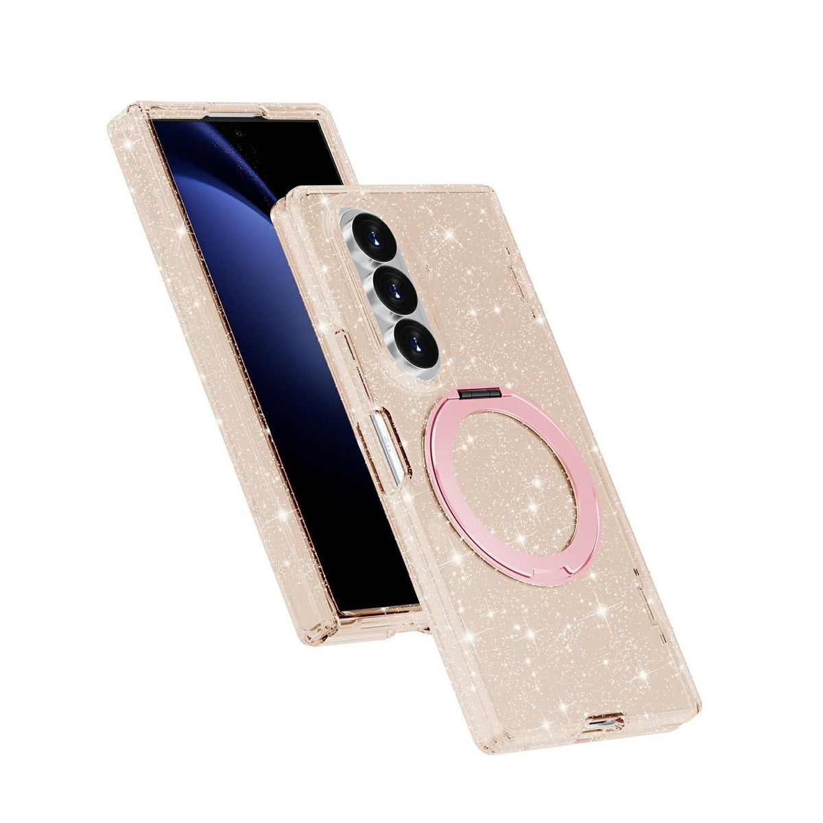 For Galaxy Z Fold8 Ultra 5G Terminator Style Glitter Powder Magnetic Holder Phone Case - Gold - EDA009842302C