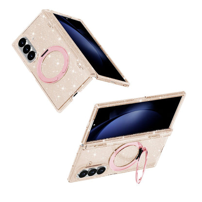 For Galaxy Z Fold8 Ultra 5G Terminator Style Glitter Powder Magnetic Holder Phone Case - Gold - EDA009842302C