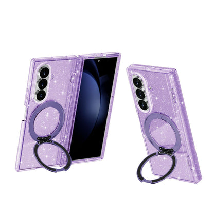 For Galaxy Z Fold8 Ultra 5G Terminator Style Glitter Powder Magnetic Holder Phone Case - Purple - EDA009842302D