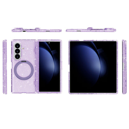 For Galaxy Z Fold8 Ultra 5G Terminator Style Glitter Powder Magnetic Holder Phone Case - Purple - EDA009842302D