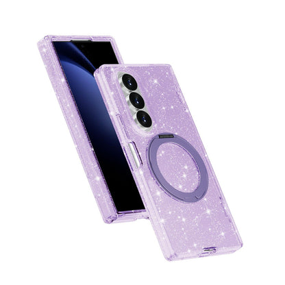 For Galaxy Z Fold8 Ultra 5G Terminator Style Glitter Powder Magnetic Holder Phone Case - Purple - EDA009842302D