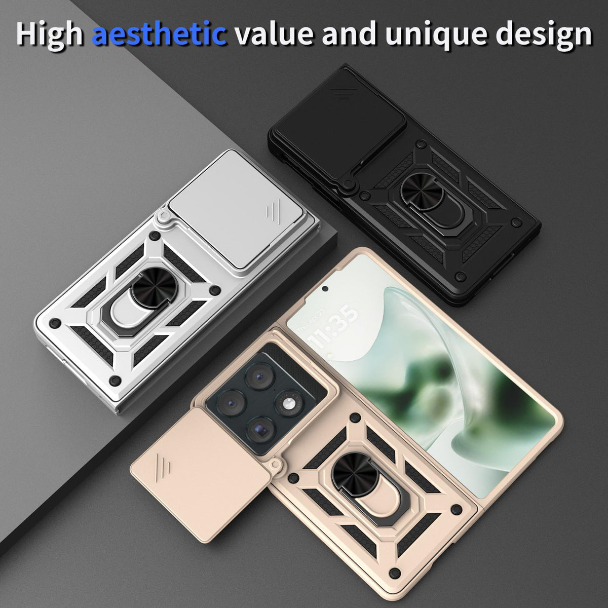 For Motorola Razr Fold 5G Sliding Camera Cover Design TPU+PC Phone Case - Red - EDA009842601B