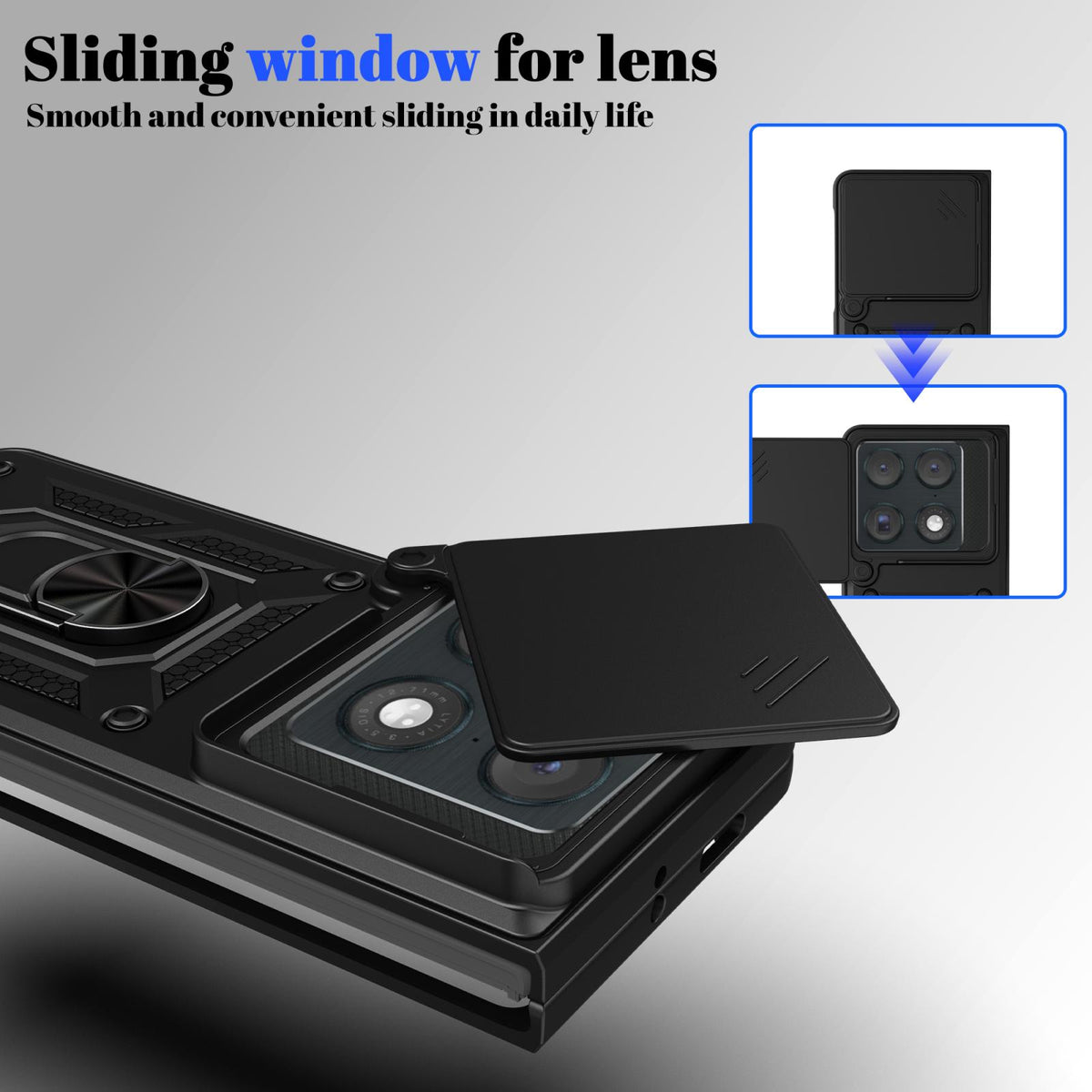 For Motorola Razr Fold 5G Sliding Camera Cover Design TPU+PC Phone Case - Silver - EDA009842601G