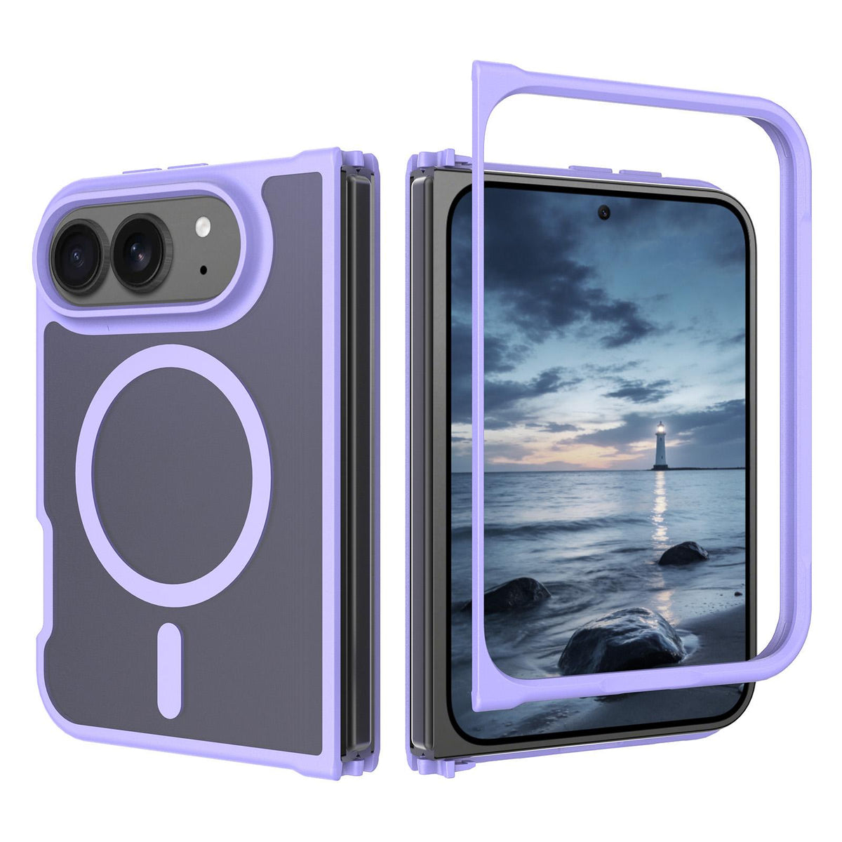 For iPhone Duo Skin Feel TPU Hybrid PC MagSafe Phone Case - Purple - EDA009844101D