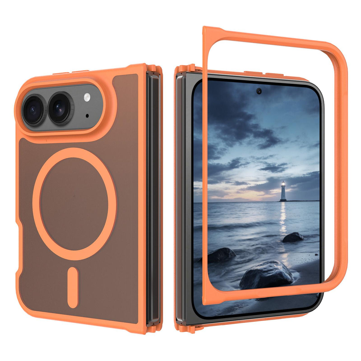 For iPhone Duo Skin Feel TPU Hybrid PC MagSafe Phone Case - Orange - EDA009844101E