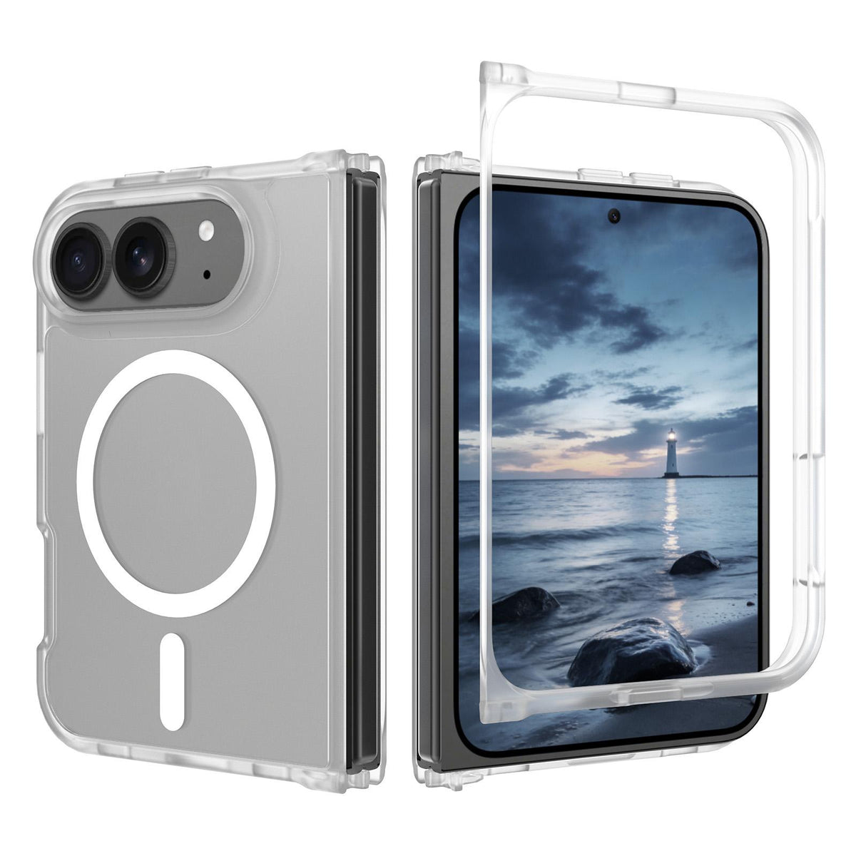 For iPhone Duo Skin Feel TPU Hybrid PC MagSafe Phone Case - Matte Transparent - EDA009844101F