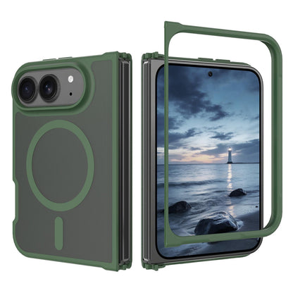 For iPhone Duo Skin Feel TPU Hybrid PC MagSafe Phone Case - Dark Green - EDA009844101H