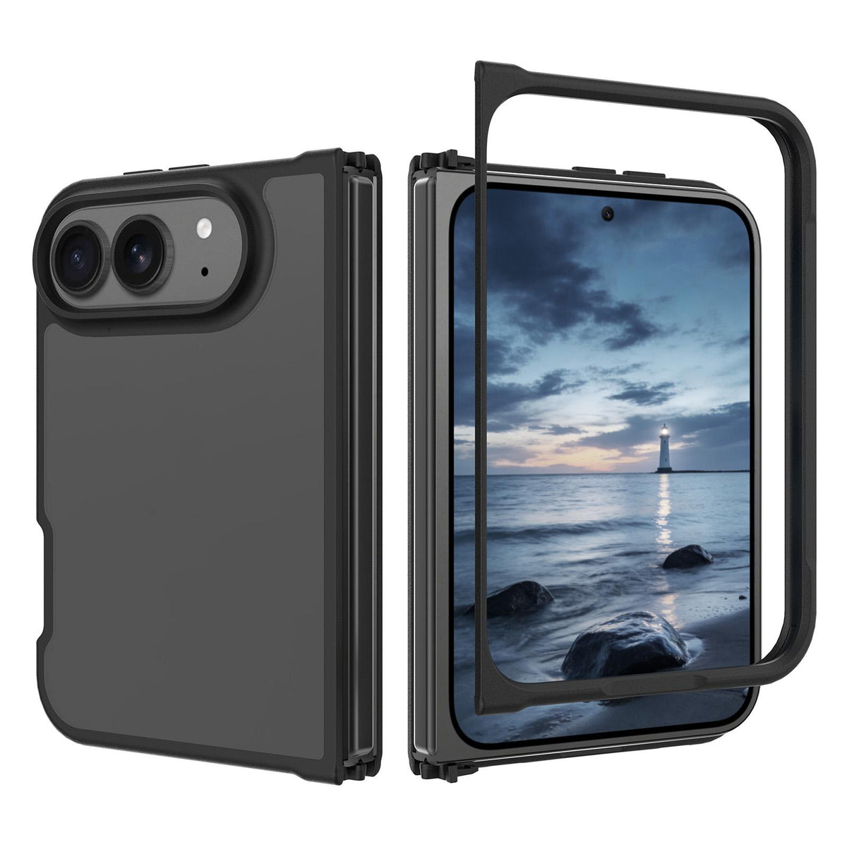For iPhone Duo Skin Feel Contrast Color TPU Hybrid PC Phone Case - Black - EDA009844401A