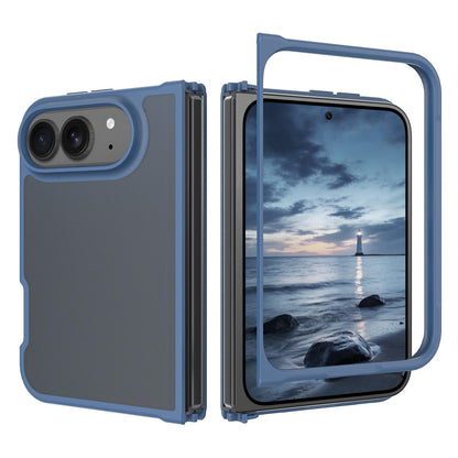 For iPhone Duo Skin Feel Contrast Color TPU Hybrid PC Phone Case - Blue - EDA009844401B