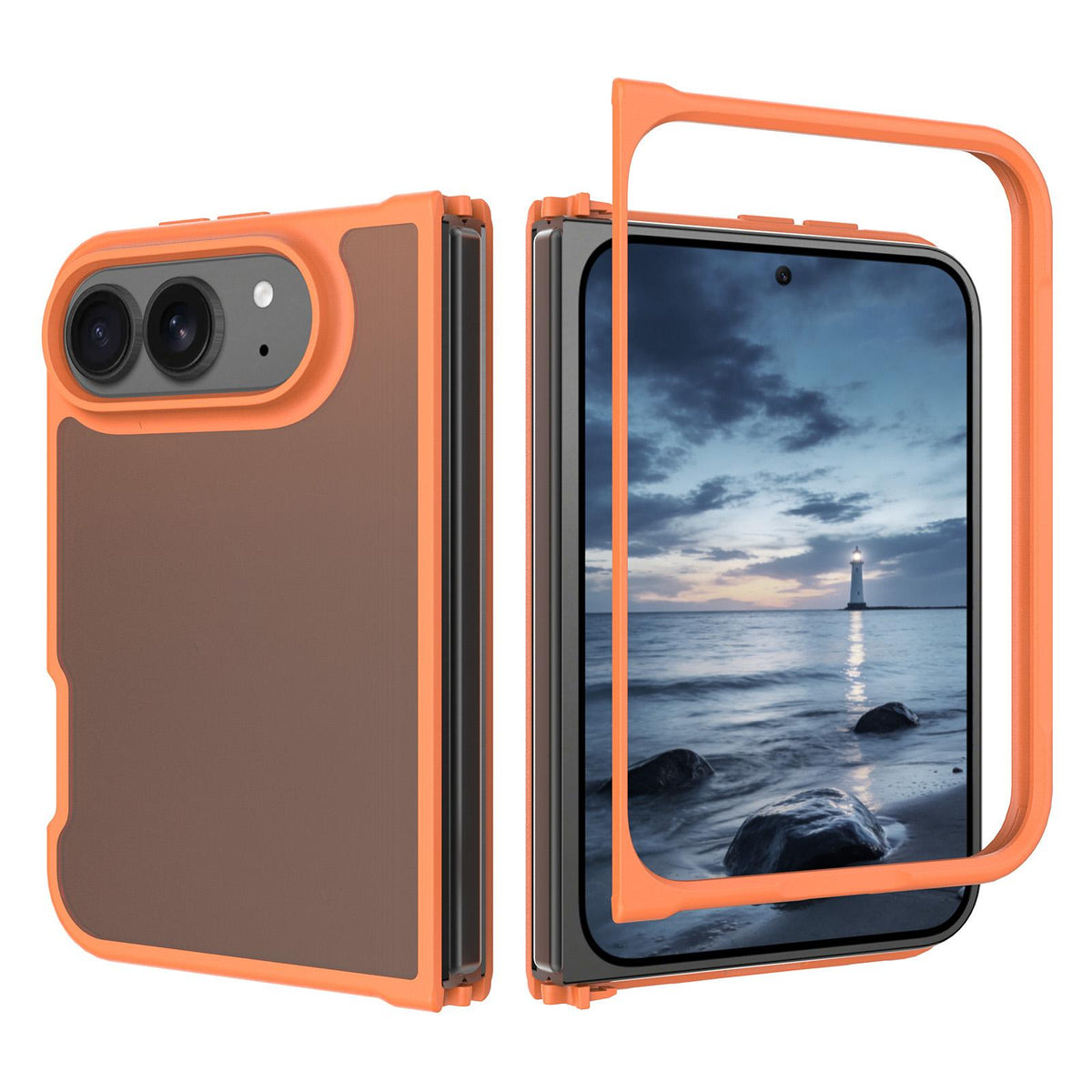For iPhone Duo Skin Feel Contrast Color TPU Hybrid PC Phone Case - Orange - EDA009844401E