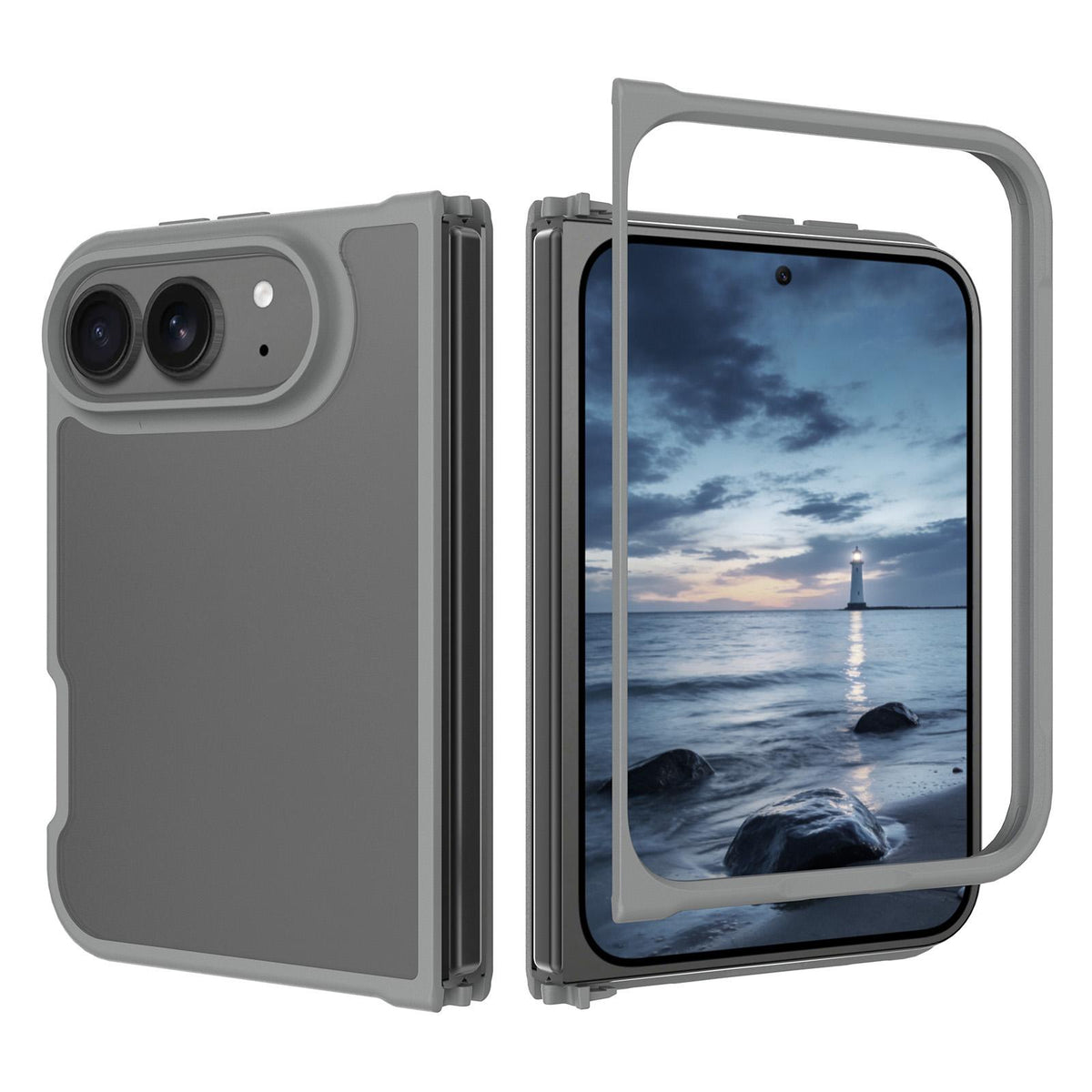 For iPhone Duo Skin Feel Contrast Color TPU Hybrid PC Phone Case - Dark Grey - EDA009844401G