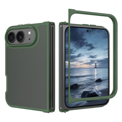 For iPhone Duo Skin Feel Contrast Color TPU Hybrid PC Phone Case - Dark Green - EDA009844401H