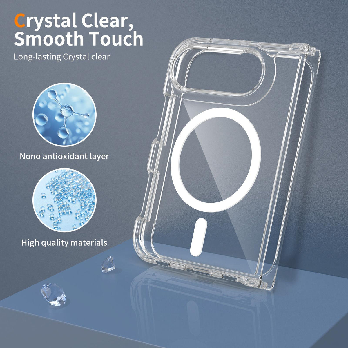 For iPhone Duo Scratch-proof Acrylic 2.0mm Crystal Magnetic Phone Case - Default - EDA009844601