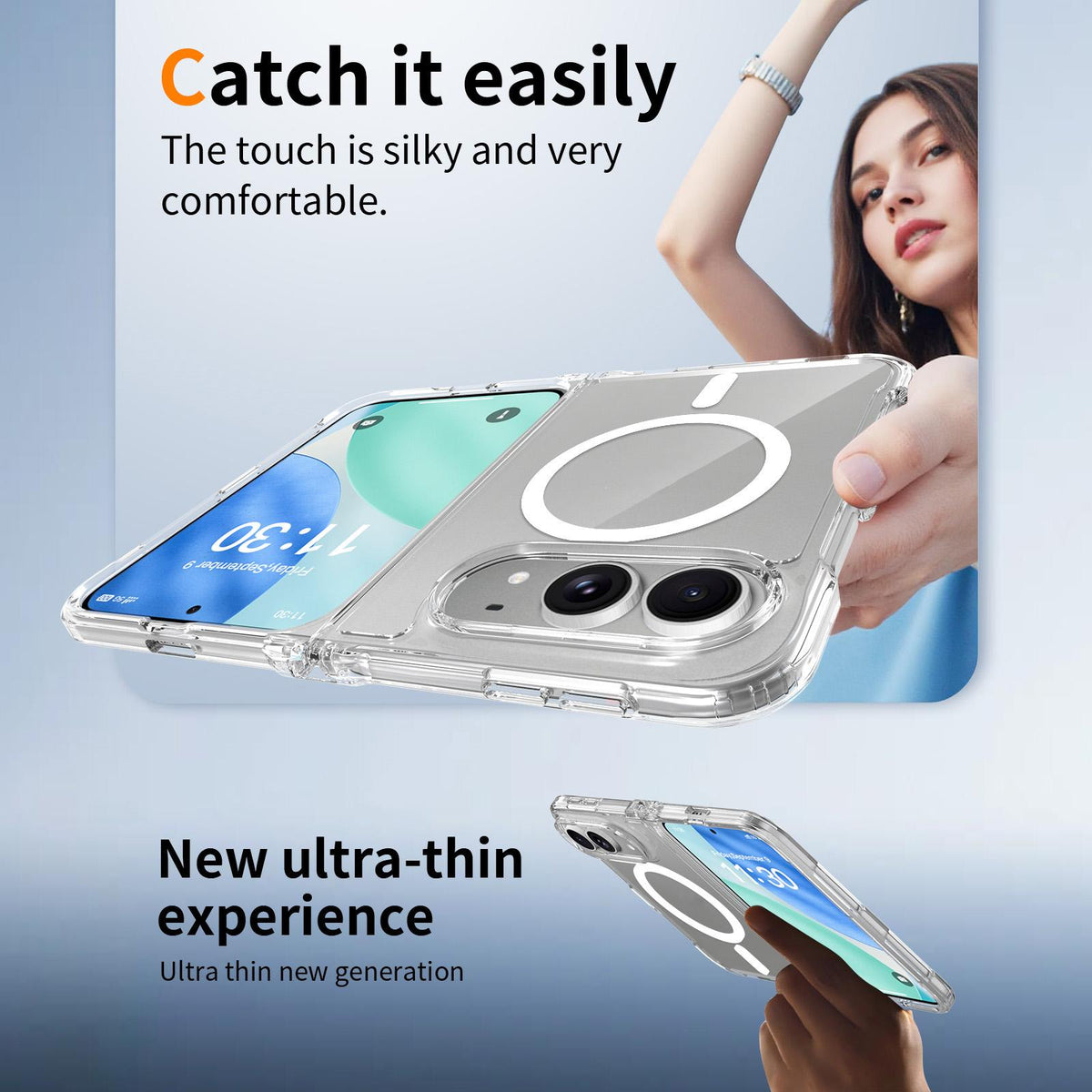 For iPhone Duo Scratch-proof Acrylic 2.0mm Crystal Magnetic Phone Case - Default - EDA009844601