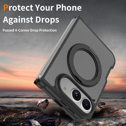 For iPhone Duo Skin Feel Rotating Holder Magnetic Phone Case - Black - EDA009844901A