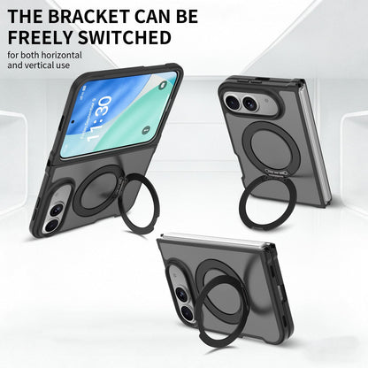 For iPhone Duo Skin Feel Rotating Holder Magnetic Phone Case - Black - EDA009844901A