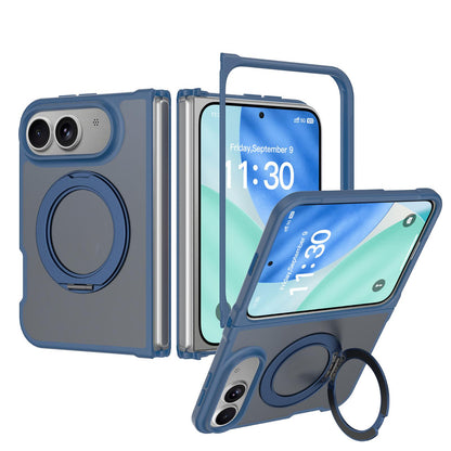 For iPhone Duo Skin Feel Rotating Holder Magnetic Phone Case - Blue - EDA009844901B