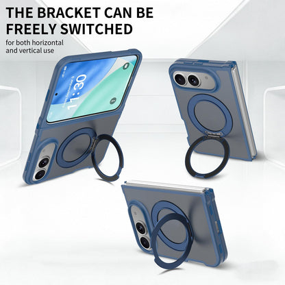 For iPhone Duo Skin Feel Rotating Holder Magnetic Phone Case - Blue - EDA009844901B