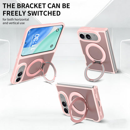 For iPhone Duo Skin Feel Rotating Holder Magnetic Phone Case - Pink - EDA009844901C