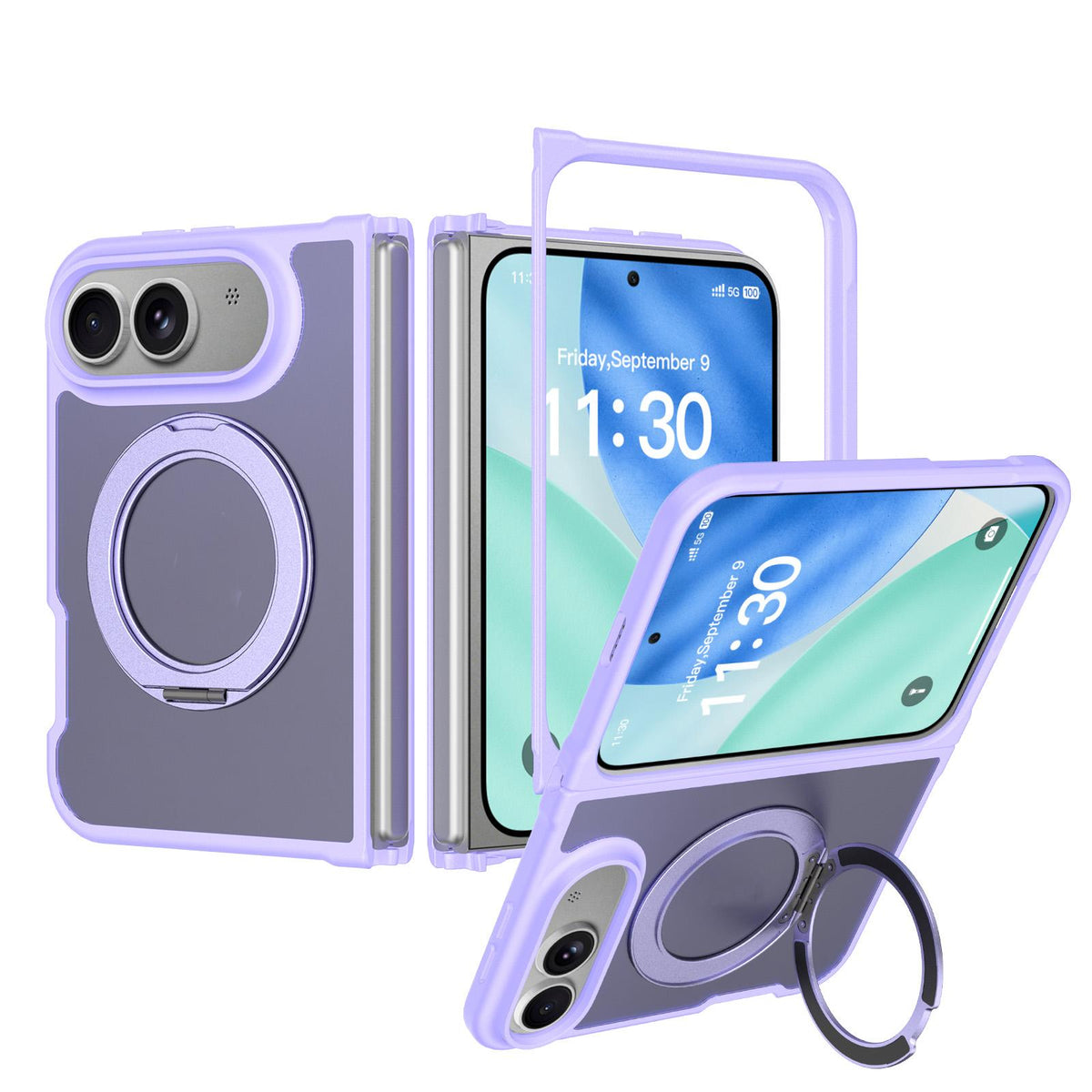 For iPhone Duo Skin Feel Rotating Holder Magnetic Phone Case - Purple - EDA009844901D