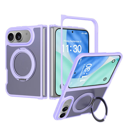 For iPhone Duo Skin Feel Rotating Holder Magnetic Phone Case - Purple - EDA009844901D