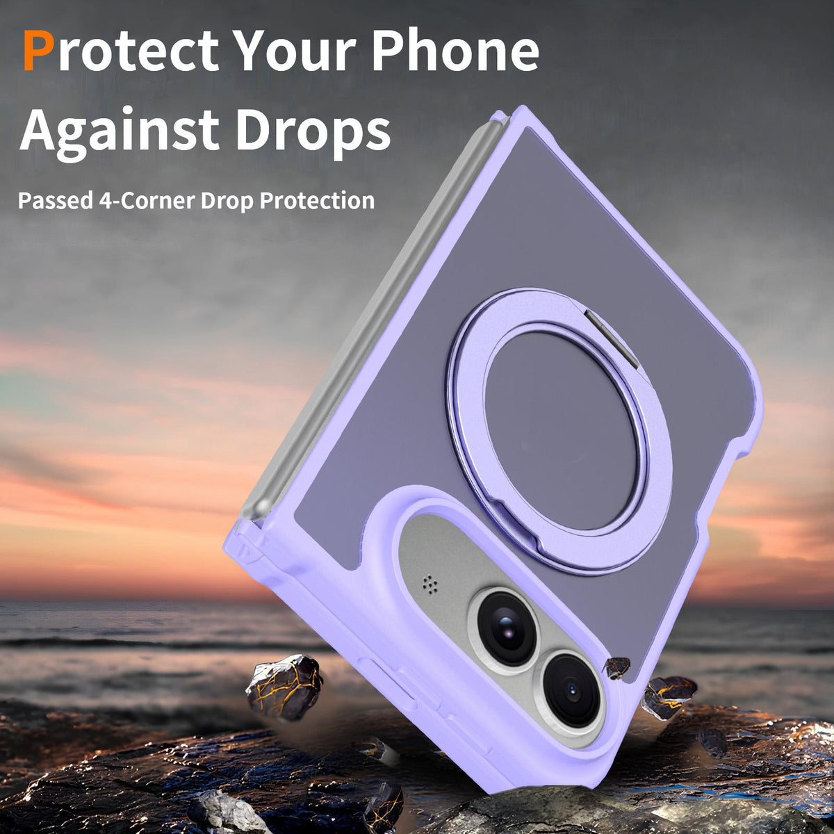 For iPhone Duo Skin Feel Rotating Holder Magnetic Phone Case - Purple - EDA009844901D