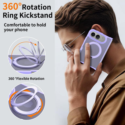 For iPhone Duo Skin Feel Rotating Holder Magnetic Phone Case - Purple - EDA009844901D