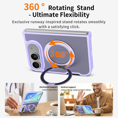 For iPhone Duo Skin Feel Rotating Holder Magnetic Phone Case - Purple - EDA009844901D