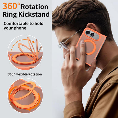 For iPhone Duo Skin Feel Rotating Holder Magnetic Phone Case - Orange - EDA009844901E