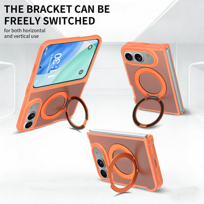 For iPhone Duo Skin Feel Rotating Holder Magnetic Phone Case - Orange - EDA009844901E