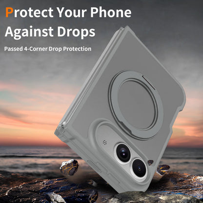 For iPhone Duo Skin Feel Rotating Holder Magnetic Phone Case - Dark Grey - EDA009844901F