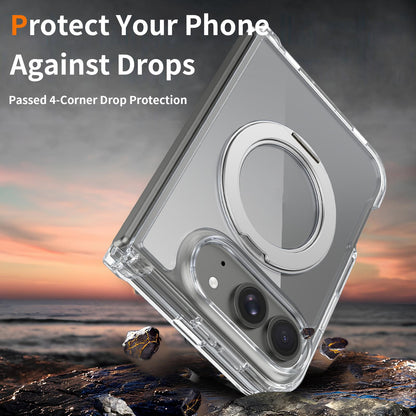 For iPhone Duo Scratch-proof Transparent Rotating Holder Magnetic Phone Case - Default - EDA009845101