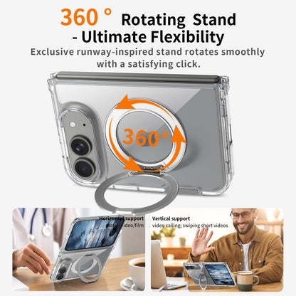 For iPhone Duo Scratch-proof Transparent Rotating Holder Magnetic Phone Case - Default - EDA009845101