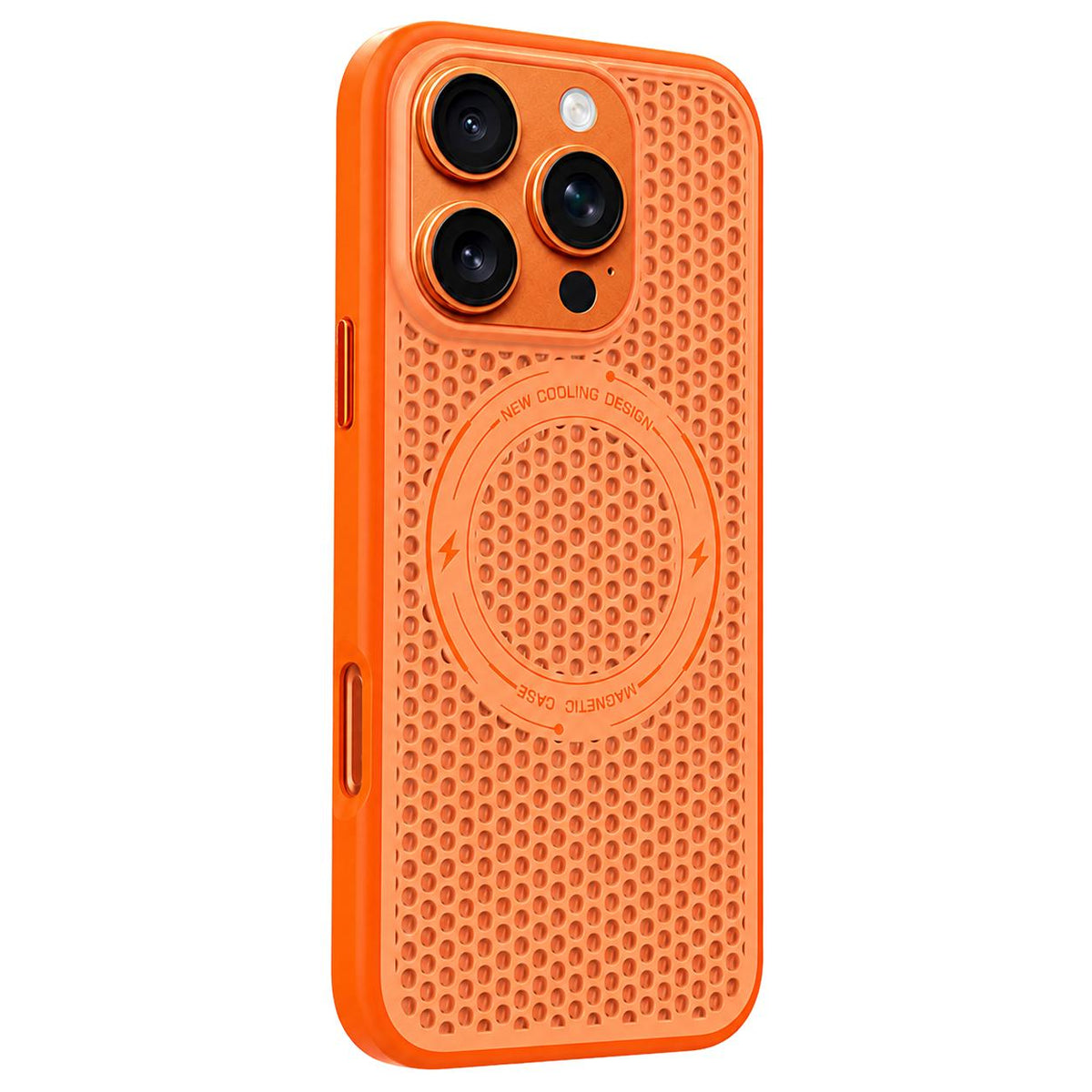 For iPhone 16 Pro Max Ice Feeling Cooling Magnetic Shockproof Phone Case - Orange - EDA009845701A